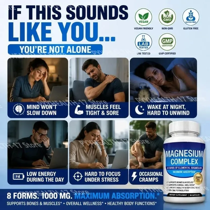 Nutrisi Magnesium Kapsul Kompleks 8 Bentuk Elemental Magnesium Mendukung Fungsi Tubuh Sehat 1000 Mg 90 Kapsul — image 4