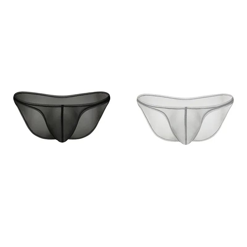 Sous-vêtements pour hommes, culotte triangulaire transparente en soie glacée délicate, slip taille basse de personnalité — image 18