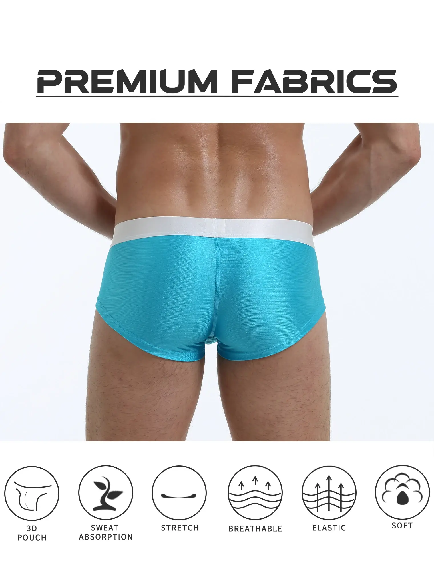 Comodi boxer da uomo per giovani, colore puro, stile semplice, pantaloncini quadrati personalizzati, 1 pezzo di biancheria intima ad angolo piatto per uomo — image 7
