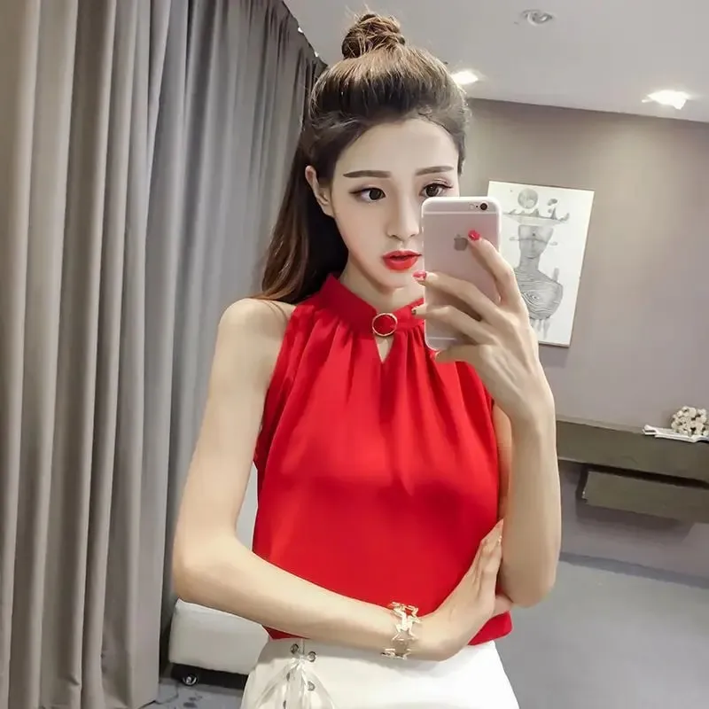 Elegant Sleeveless Solid Simplicity Loose Youth Vest Tops Women Clothes Summer All-match Temperament T Shirts Sexy Office Summer — image 9