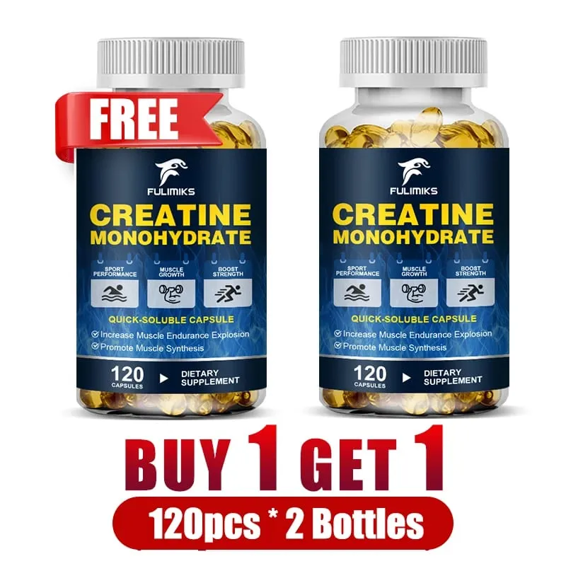 Buy 2 Get 2 Free! Premium Creatine Monohydrate Capsules Support Muscle Growth Strength Gains & Exercise Performance Men — image 10