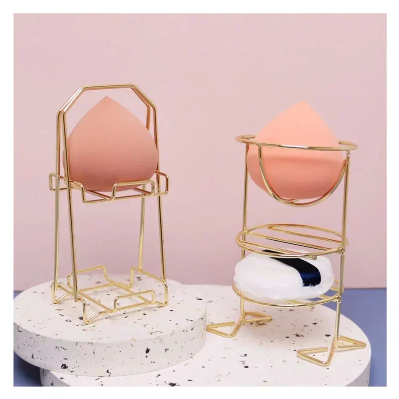 Flerlagers metallfäste Makeup Puffställ Kosmetisk hållare Blender Display Stativ Legering Torkkraft Smink Svampverktyg — image 4
