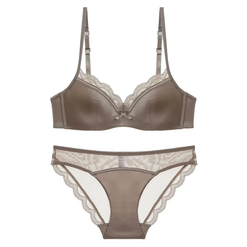 Letní bezešvá krajková sada podprsenky pro malá poprsí Soft drátěná zeštíhlující souprava Bralette & Kalhotky Lehké spodní prádlo Sexy — image 9