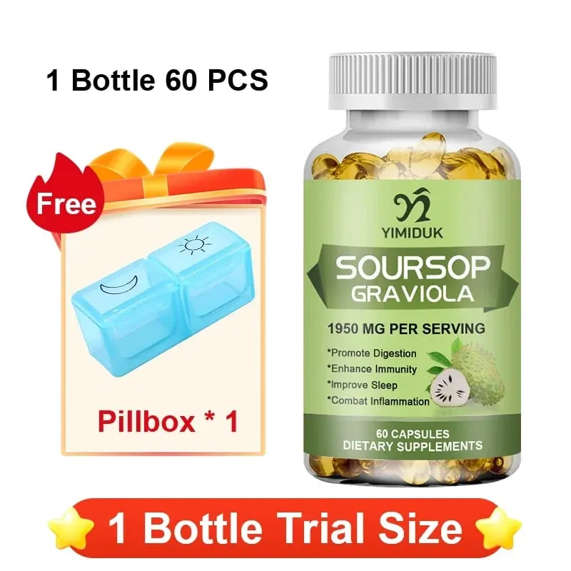 Le capsule di Graviola Soursop da 1950 mg supportano una digestione sana del sistema immunitario, un sonno migliore e un'attività antiossidante naturale — image 8