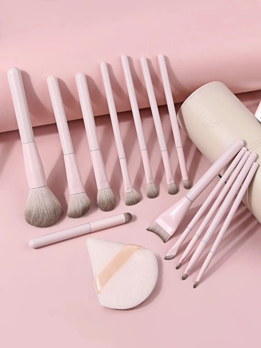 Sada 15 ks štětců na make-up s úložným kbelíkem a Triangle Powder Puff Foundation Blush Eyeshadow Contour Nástroje pro make-up celého obličeje — image 2