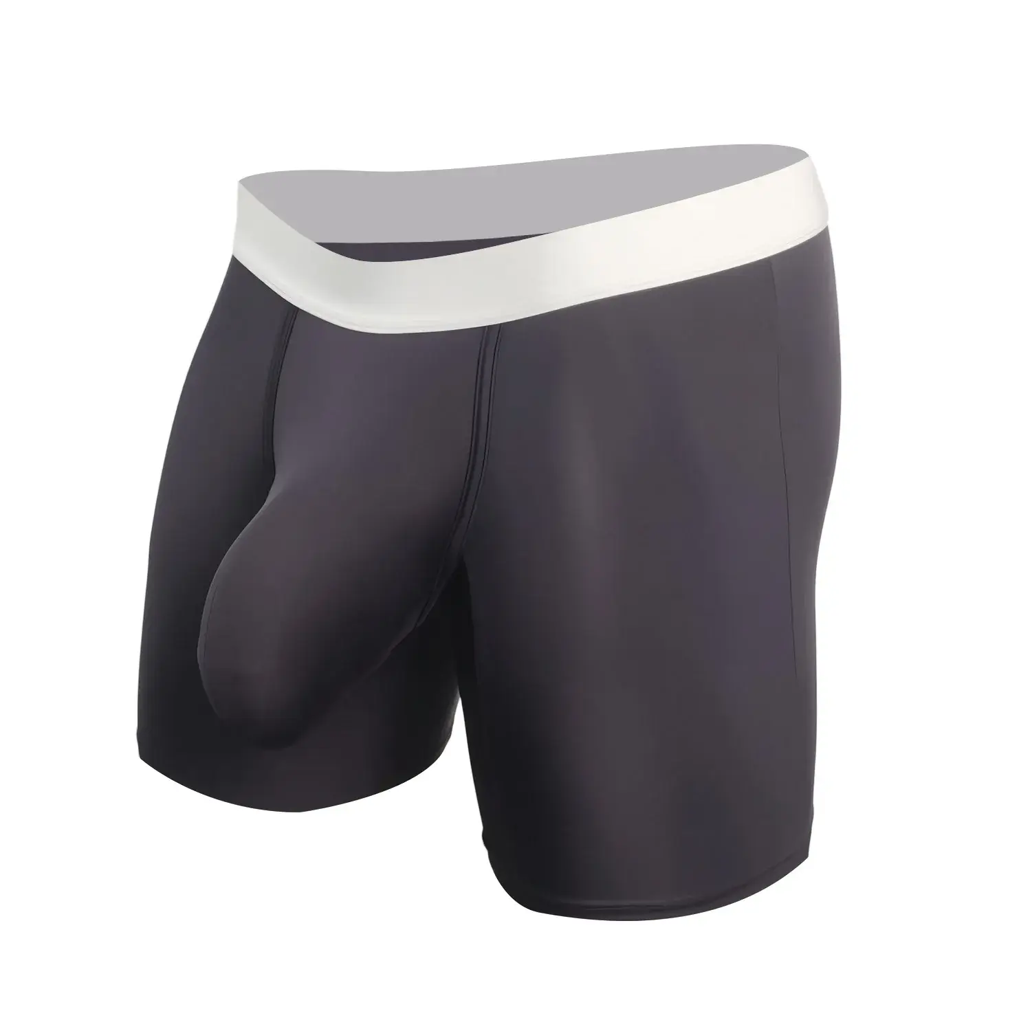 Mens Cool Ice Silk Boxer Briefs ลึกพิเศษกระเป๋า Breathable Long Running Sport Gym ชุดชั้นใน Anti Chafe ฟรีกางเกงว่ายน้ำนุ่ม — image 11