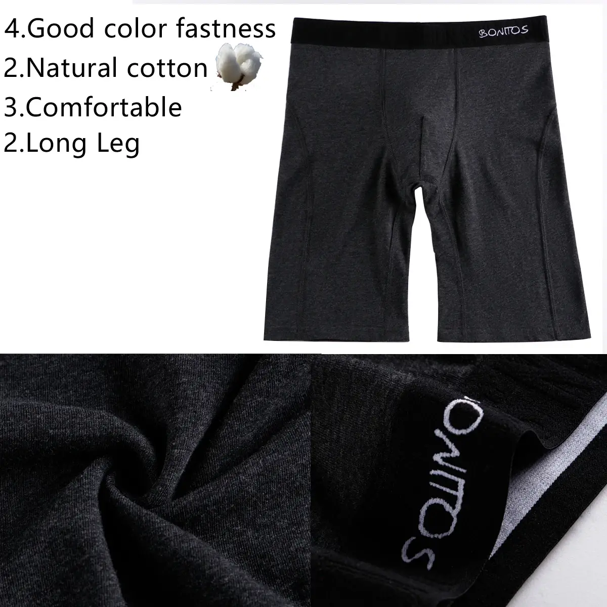 2pcs Pack Long Leg Boxer Shorts Men Panties Kit Homme Underpants Boxershorts Slip Underwear for Man Cotton Male Sexy Set Box Gym — image 3