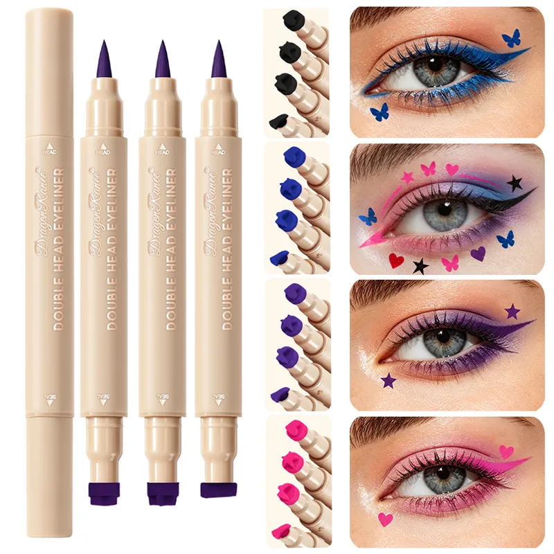 Double-ended Love Star Butterfly อายไลเนอร์กันน้ำ Smudge-Proof Quick Drying 2 in 1 ที่มีสีสัน Stamp Eye Line ปากกาแต่งหน้า — image 3