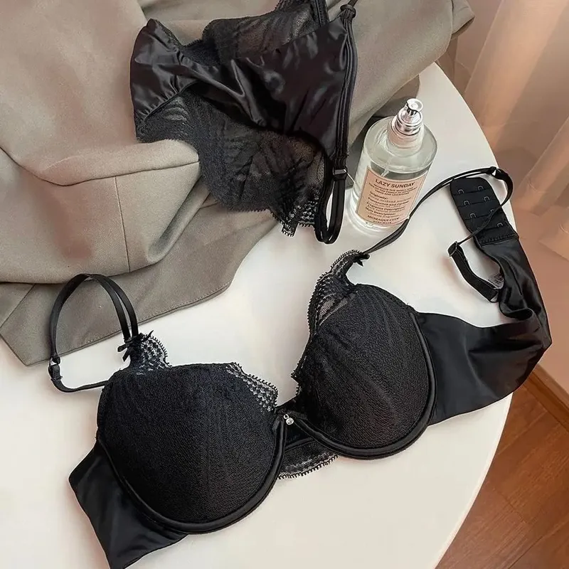 สุภาพสตรีชุดชั้นในลูกไม้ชุด PURE Desire ความงามลึก V สายรัดบางถ้วยบางนุ่ม Underwire Push-Up Bra กางเกง S-XL — image 9