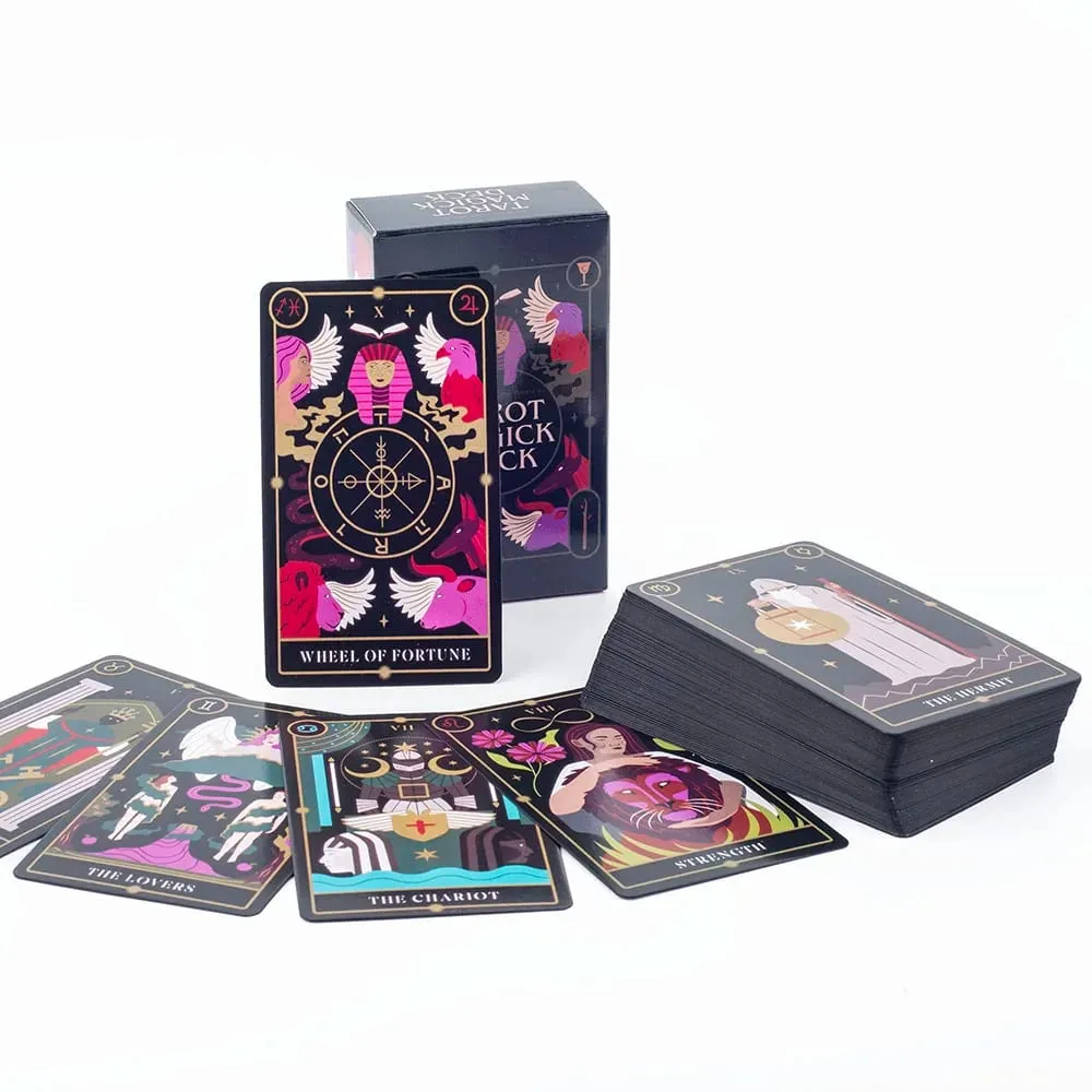 Mazzo di tarocchi magici con guida Carte con bordi colorati Fate Divinazione Giochi di carte Cartomanzia Gioco da tavolo per feste 10,3x6,1 cm — image 2