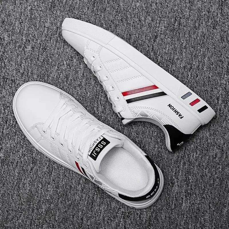 White Vulcanized Sneakers Men's Flats Comfortable Shoes Lace up Zapatillas Hombre Autumn Spring Fashion Sneakers Drop Shipping — image 5