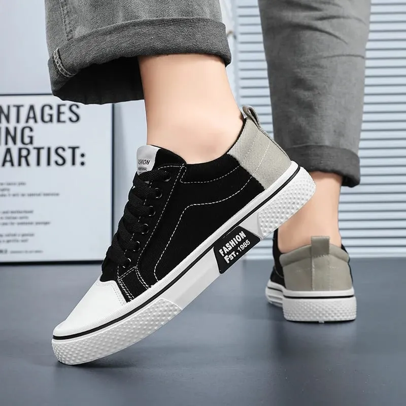 Kasut Kanvas Diblokir Warna Lelaki Sneakers Rendah Atasan Bernafas Kasut Kasual Serbaguna Sejuk dan Bernafas Tanpa Menyebabkan Kaki Tersumbat Tapak Lembut Tidak Licin dan Tahan Haus — image 6
