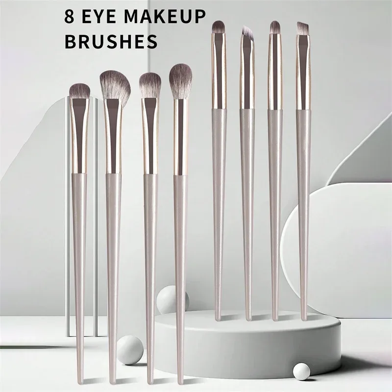 8 pezzi Pennelli per trucco occhi Set Professionale Morbido Contouring Ombretto Eyeliner Pennello per sopracciglia Strumento per pennelli cosmetici per bellezza facciale — image 8