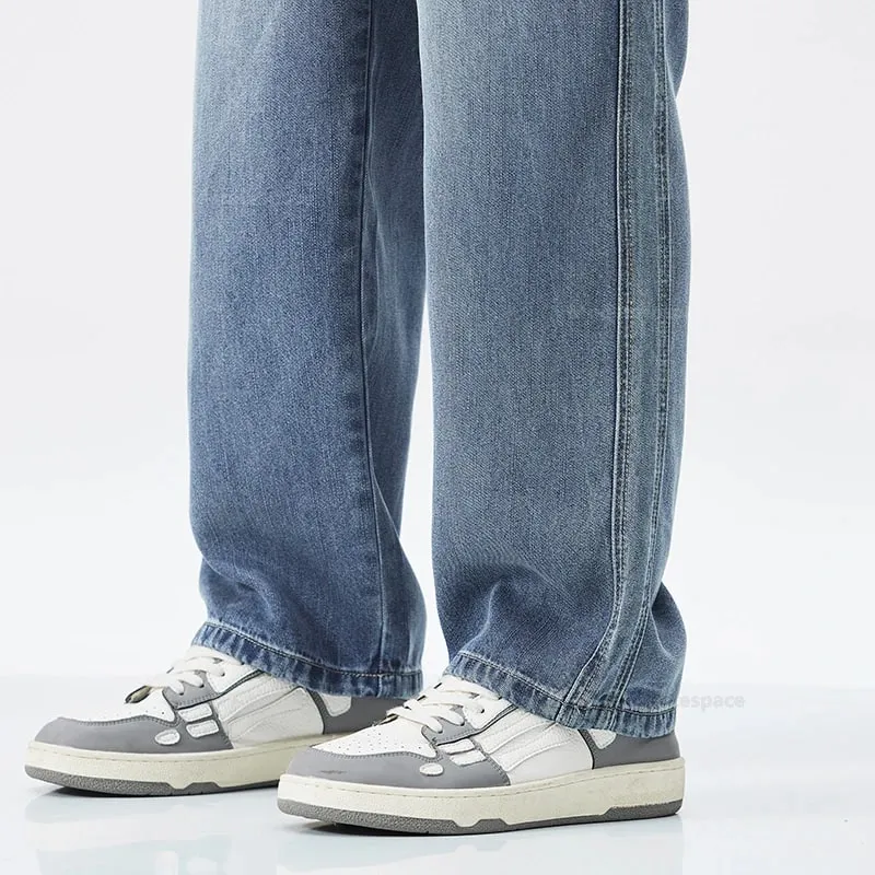 Stretch Jeans Männer 2024 Neue Lyocell Stoff Hohe Qualität Weiche Lose Breite Hosen Elastische Taille Casual Denim Hosen Streetwear — image 7