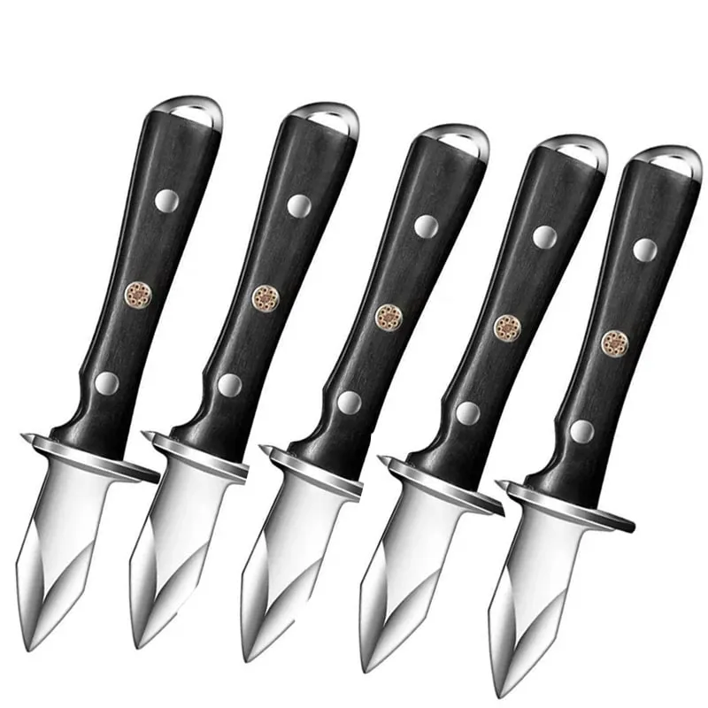 Coltello per ostriche in acciaio inossidabile in legno di colore nero Accessori per utensili da cucina Gadget apriscatole addensati di lusso leggeri — image 11