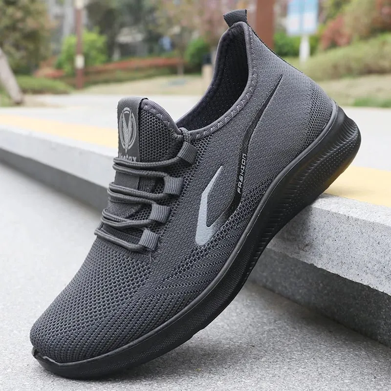Męskie modne, solidnie tkane, dzianinowe buty do biegania - Lekkie, oddychające, antypoślizgowe - Idealne buty sportowe na świeżym powietrzu — image 2