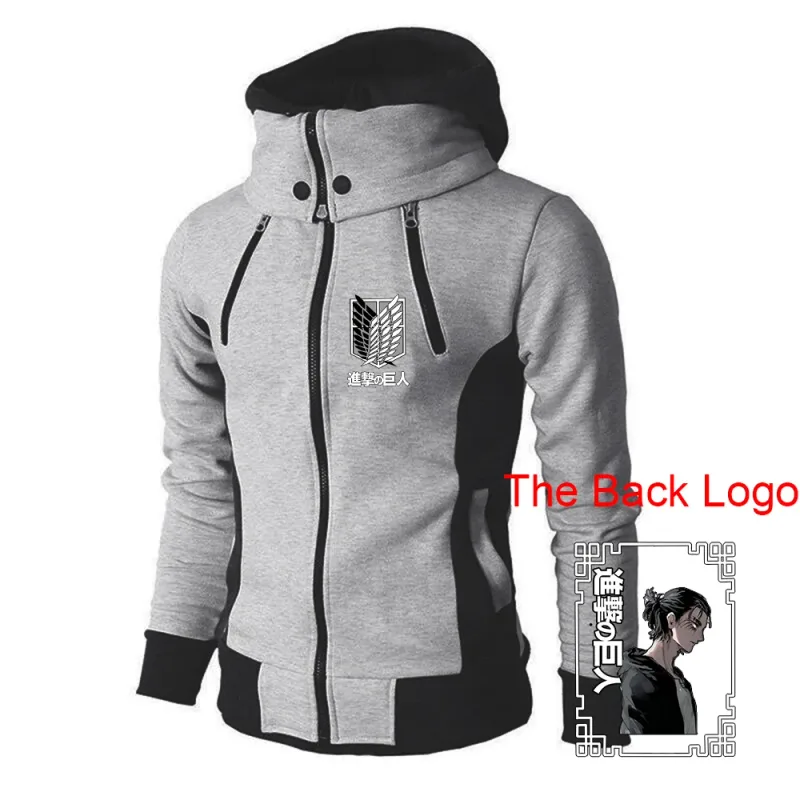 2025 Japanese Anime Jacket Spring And Autumn Man's Stand-Up Collar Hoodies Attack on Titan Logo Print Sports Comfortable Coat — image 10