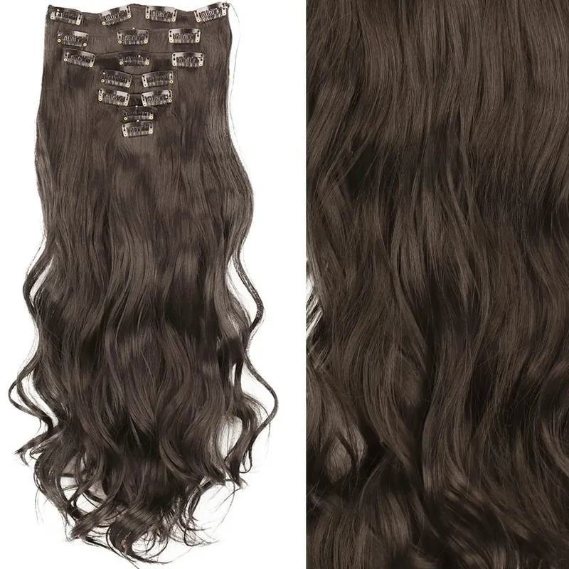 22Inch Long Straight Wavy Hair Extension 7Pcs/Set 16 Clips High Tempreture Synthetic Hairpiece Clip In Hair Extensions — image 9
