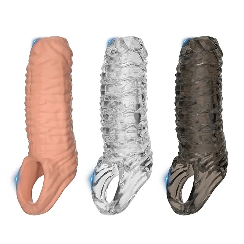 Men Penis Extender Sleeve Reusable Comdom Delay Ejaculation Penis Sleeve Dick Male Dildo Sex Toys for Men Adult 18+ Erotic Goods — image 1