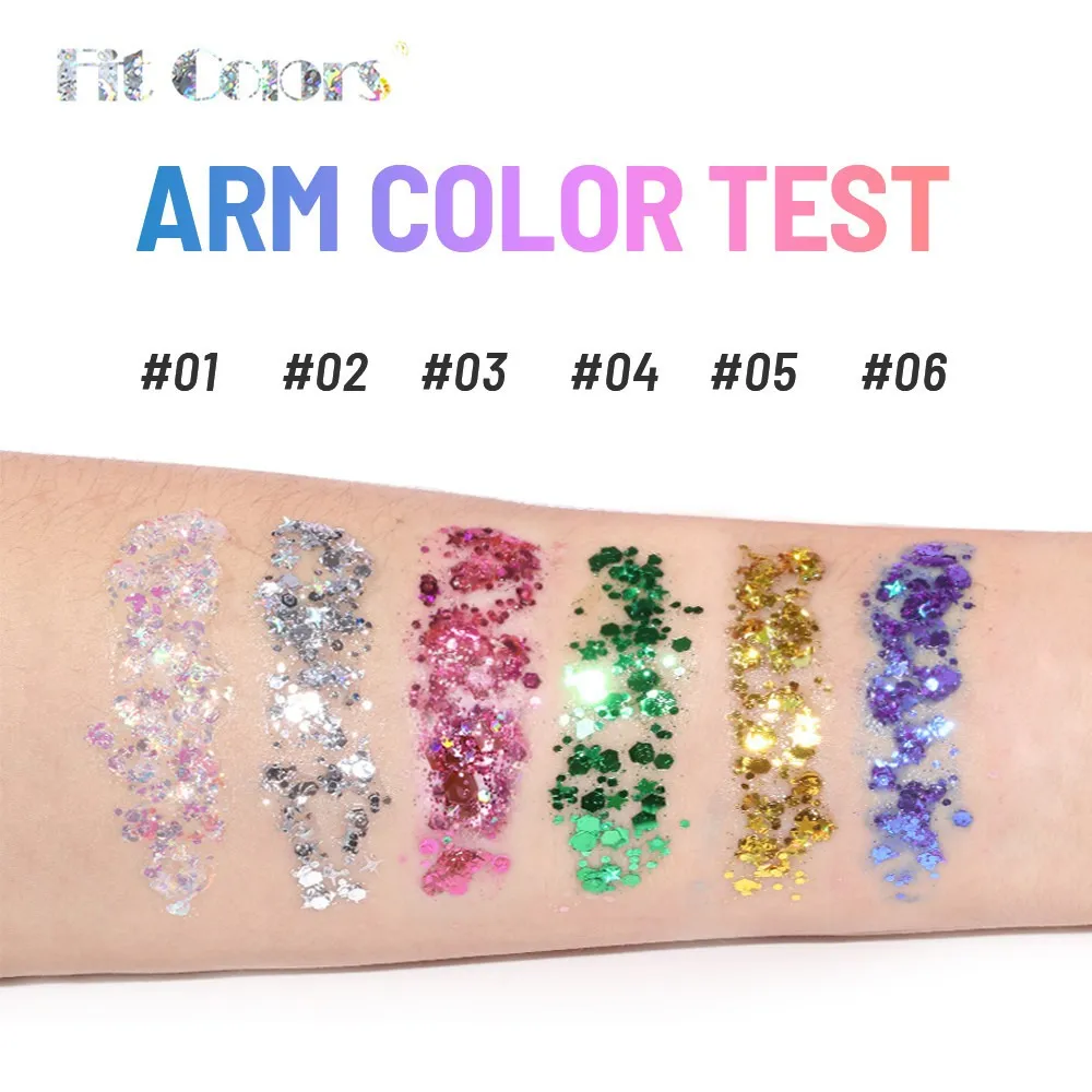 100 ml Glitter Gel Øjenskygge Flydende ansigtskrop Large Pailletter Gel Multifunktionel Farverige Løse Pailletter Creme Festdekoration