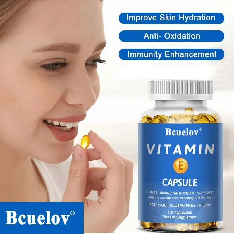 Bcuelov Vitamin E Softgels Antioxidant Supplements Easily Absorbed - Supports Skin Heart & Immune Health Capsules Non-GMO — image 1