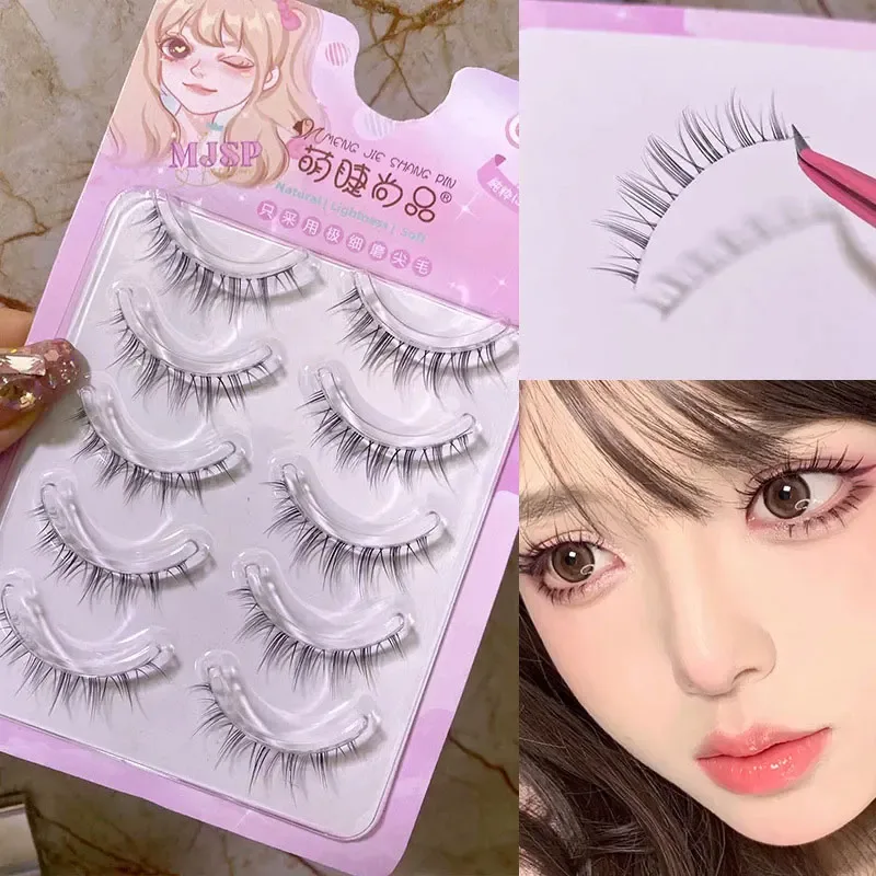 Faux-cils naturels à tige transparente fine, cils Manga, fournitures de cils novices, bâton de maquillage coréen — image 15