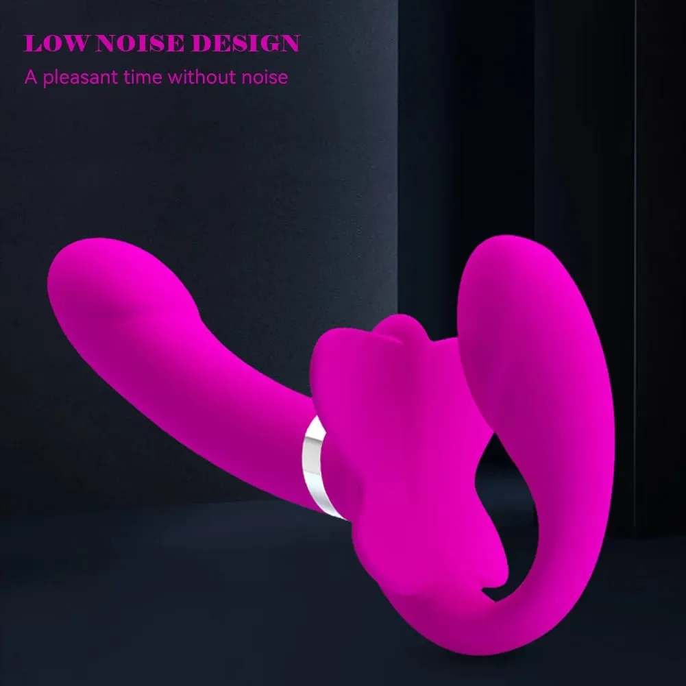 Penggetar Dildo Bertali Penembusan Berganda untuk Wanita Kepala Bergetar Zakar Lesbian Mainan Erotik Mainan Seks untuk Pasangan — image 4