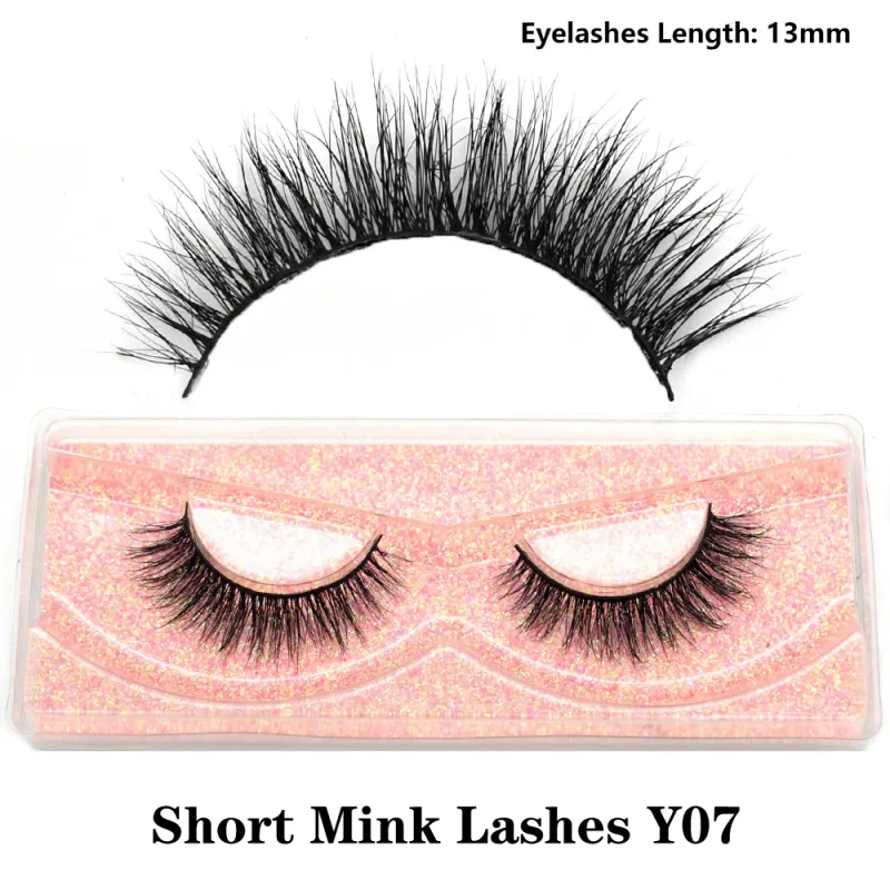 Mink จริงปุยสั้น Eye Lashes Extension Wispy นุ่มธรรมชาติขนตาปลอมสั้นสวมใส่ทุกวัน Full Strip Lashes แต่งหน้า — image 14