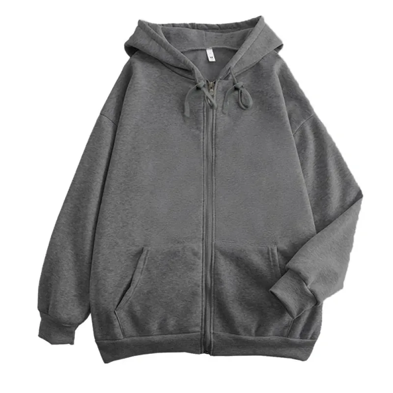 High Street Hoodie Men Solid Color Zip Up Long Sleeve Loose Jacket Coats Casual Hooded Sweatshirt Y2K Fashion Outdoor Clothes — image 9