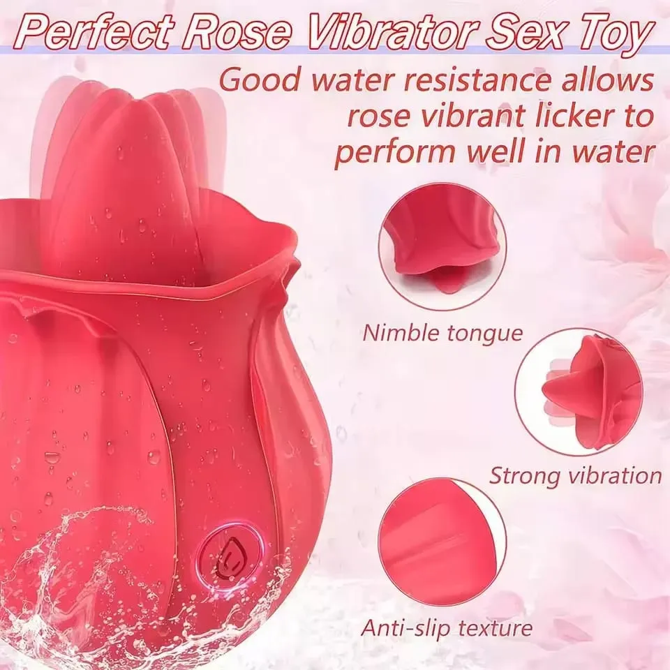 Powerful Licking Vibrator or Women Rose G Spot Clitoris Stimulator Powerful Oral Vagin Massager Masturbation Sex Toys Adult 18+