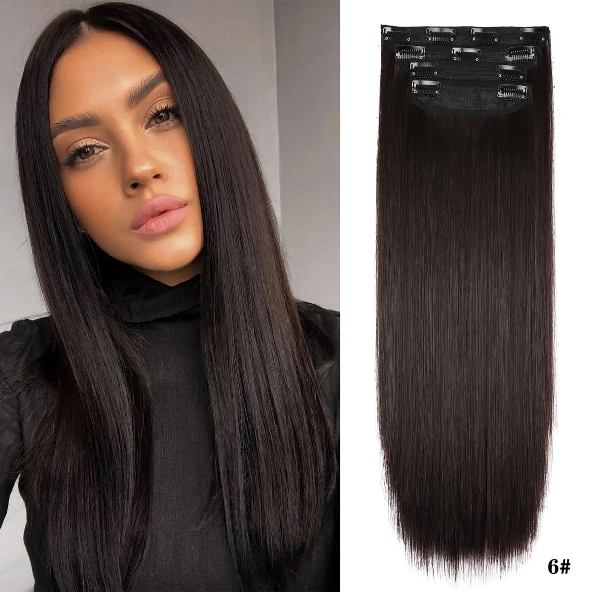 Leeons gewellte Clip-in-Haarverlängerungen, 4 Stück, natürliche, weiche, lange, gewellte Haarteile, dicke Doppelschuss-Clip-in-Haarverlängerungen für Frauen — image 26