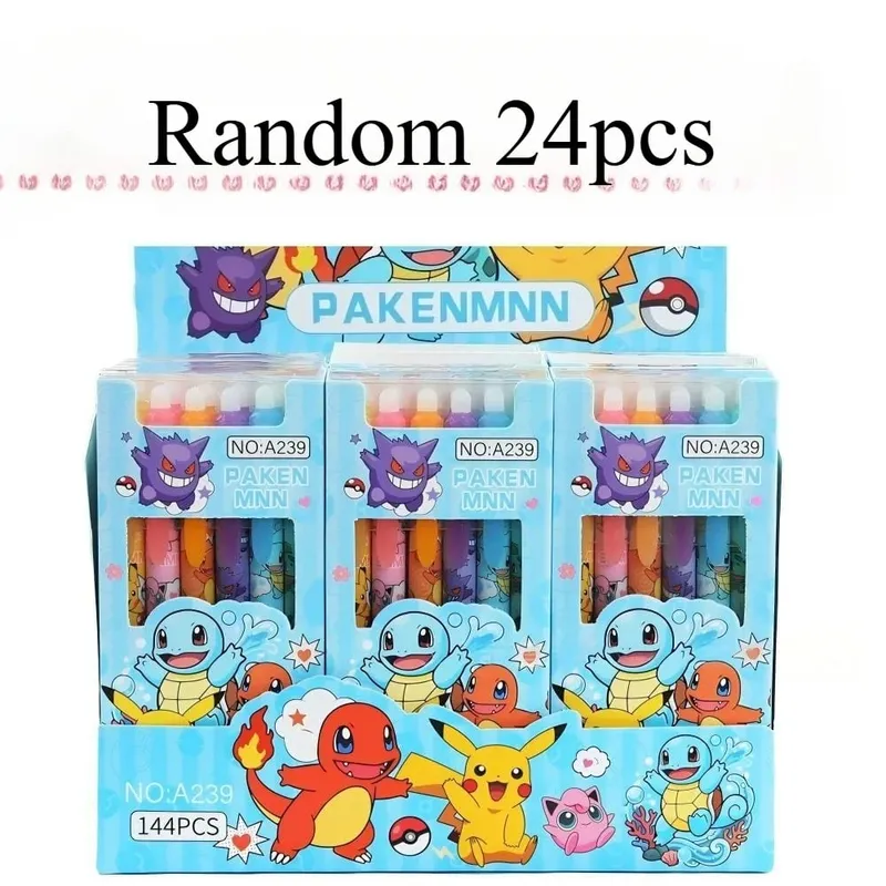 สุ่ม 6/12/24pcs Pokemon 0.5 มม.หมึกสีฟ้า Erasable Neutral ปากกาน่ารักนักเรียนโรงเรียนเครื่องเขียนการ์ตูน rubbable ปากกา — image 9