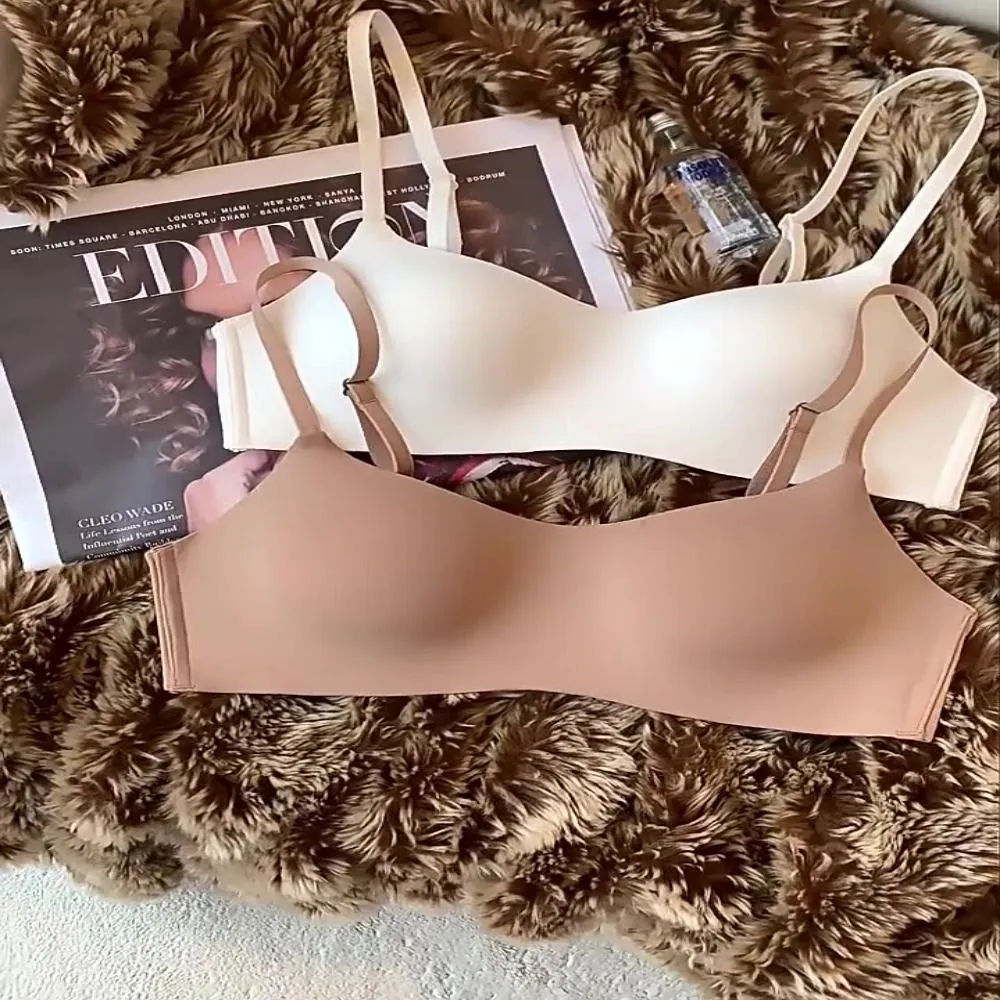 Bra Nirkabel Nyaman Lembut Bra Push Up Cup Tipis Kain Bersirkulasi Desain Berkumpul Bra Atas Tabung Tanpa Kawat Pakaian Dalam Wanita Kecantikan — image 4
