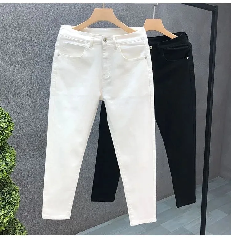Jeans décontractés élastiques pour hommes, nouvelle mode classique, couleur unie, confortable, haute qualité, pantalon pour petits pieds 36, printemps et automne 2023 — image 7