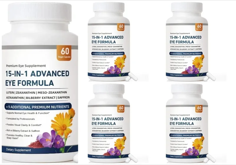 15-in-1 Advanced Eye Formula Lutein Zeaxanthin Bilberry Extract Vitamin C & E รองรับสุขภาพตา 60 แคปซูล Veggie สำหรับผู้ใหญ่ — image 10