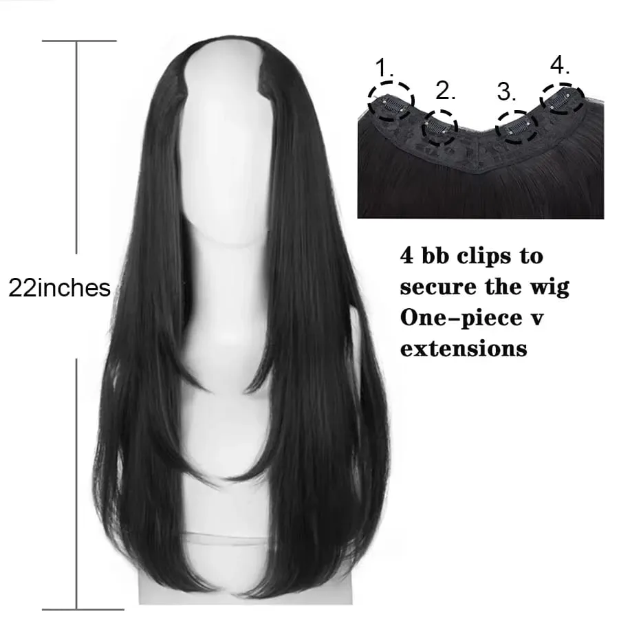 Perruque synthétique longue bouclée Invisible en forme de U, sans trace, avec boucle intérieure, Extension pour filles, fête quotidienne, noël, Halloween — image 4