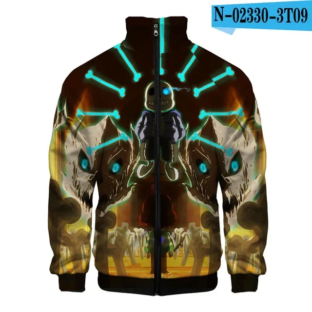 Sang Trọng Phổ Biến Sans Undertale 3D In Hình Dây Kéo Áo Raglan Áo Gió Bé Trai/Bé Gái Thoải Mái Cổ Đứng Áo Áo Khoác