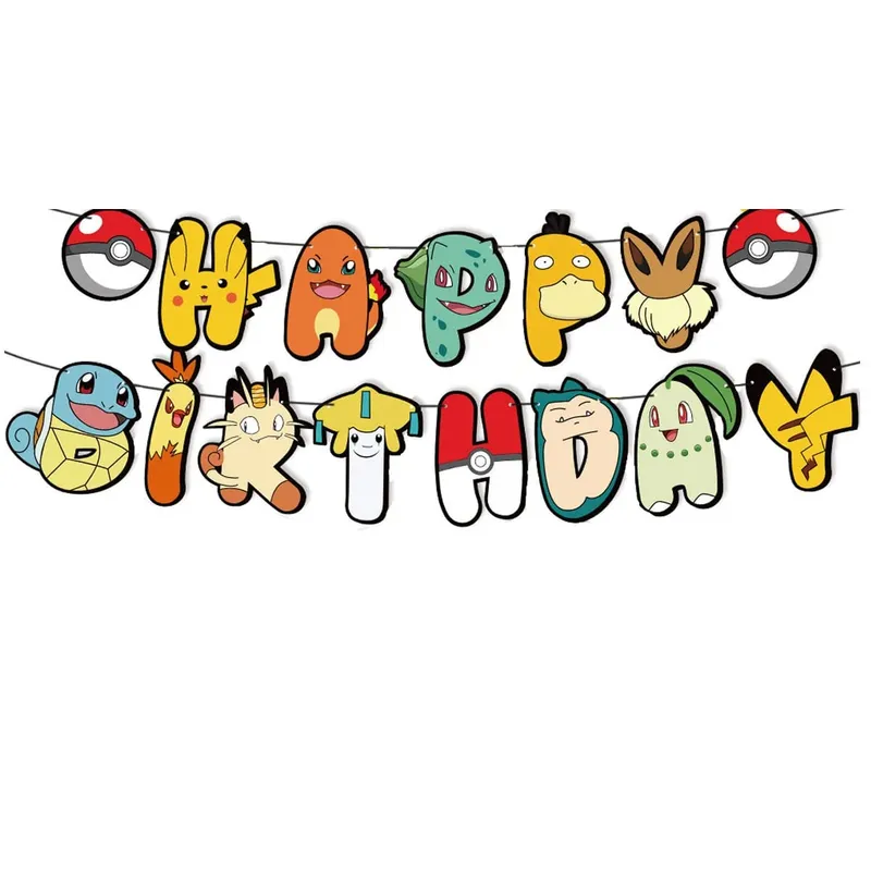 Pokemon Birthday Party Disposable Party Plates Pikachu Theme Tablecloth Character Balloon Birthday Decoration Baby Shower Suppli