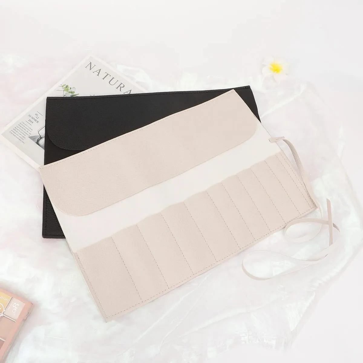 Porte-brosse de maquillage enroulable, organisateur de pinceaux de maquillage, sac de voyage pour pinceaux de maquillage, sacs à cosmétiques, pochette pour pinceaux à sourcils pour femmes — image 3
