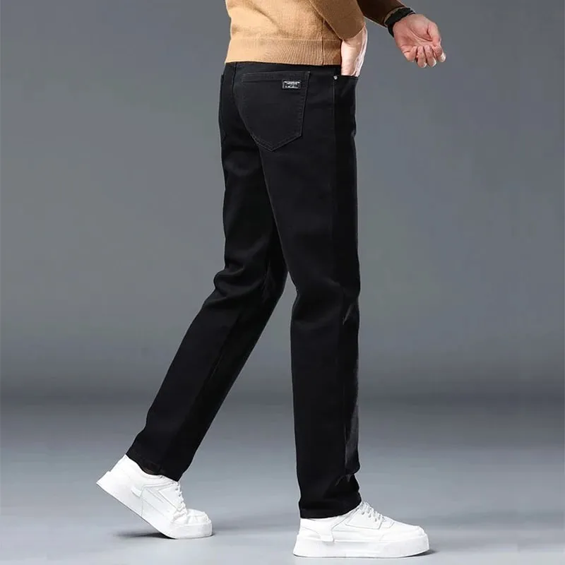 Frühling Neue männer Slim Fit Elastische Jeans Mode Grau Bequeme Casual Denim Hosen Koreanische Business Arbeit Gerade Schwarze Hose — image 5