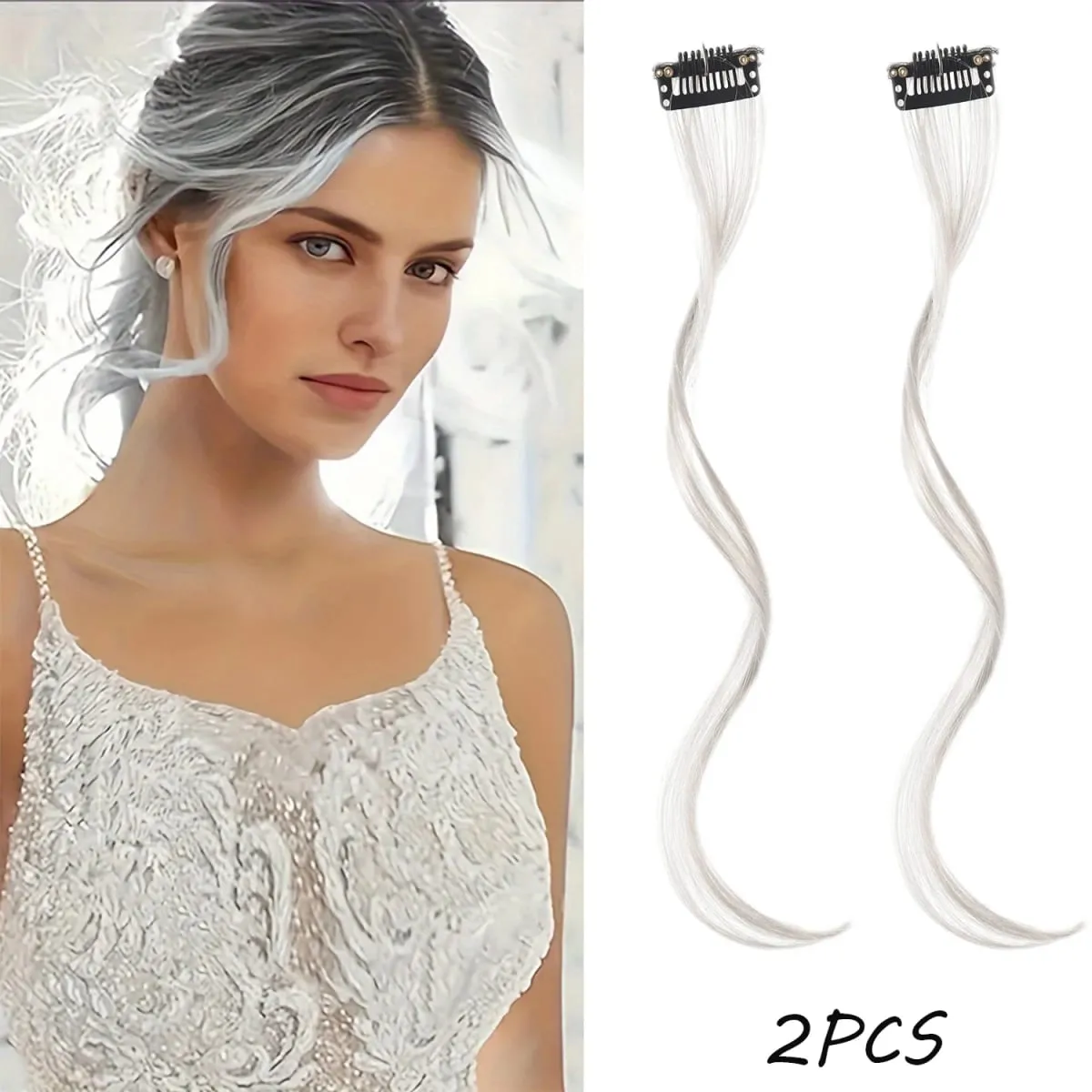 2PC Frangia Sintetica Parrucca Estensioni Dei Capelli Ricci Clip-on Lato Frontale Frangia Bionda Ondulata Lunga con Clip Frangia Invisibile Hai Falso — image 14