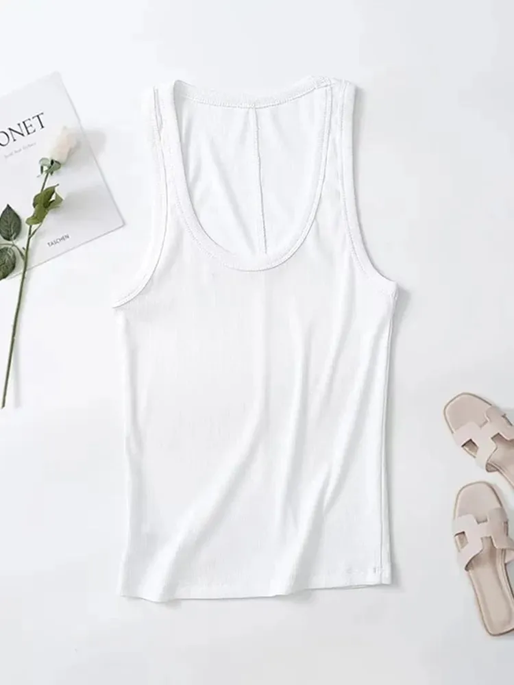 2025 ฤดูใบไม้ผลิ/ฤดูร้อนสินค้าใหม่ผู้หญิง SLIM FIT สีทึบระงับ Ribbed Tank Top สาวเผ็ดสไตล์เสื้อยืด — image 2
