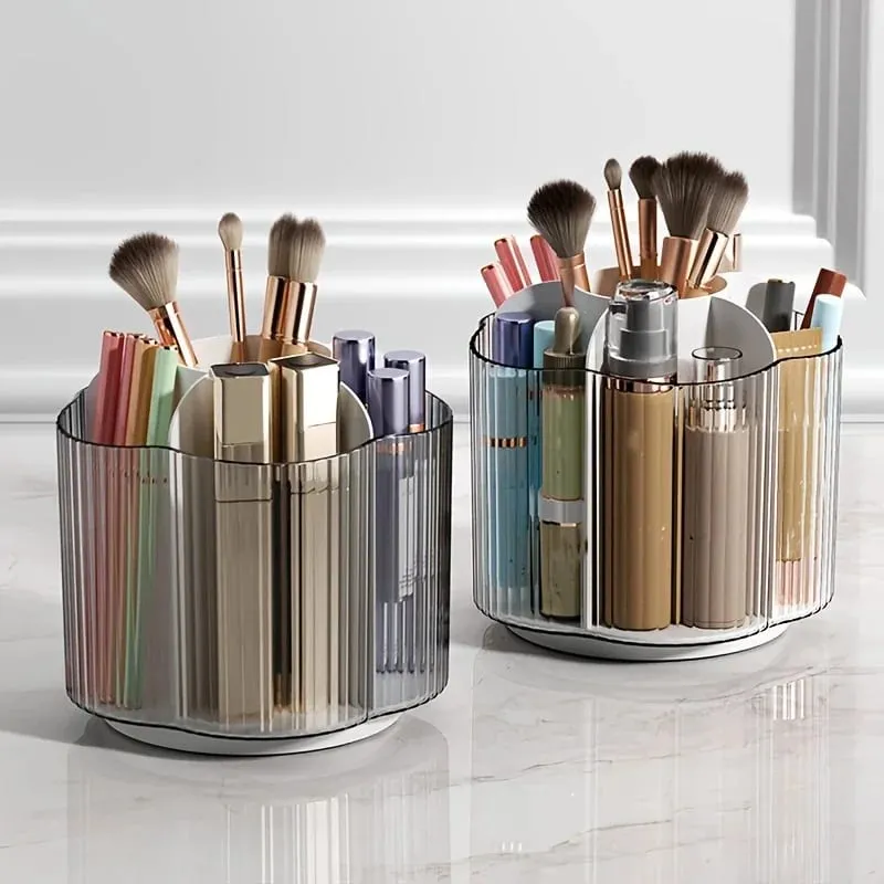 360° roterende makeup børsteholder Aftagelig 6 gitter Kosmetik opbevaringsboks Rund roterende makeup børster Værktøj Organizer Box — image 6