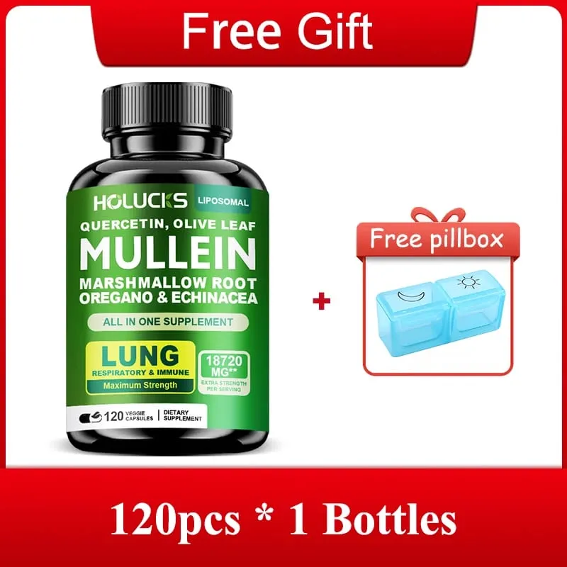 Viên nang chiết xuất từ lá Mullein cao cấp với Vitamin C Hỗ trợ long đờm Làm dịu đường thở & Giảm kích ứng Sức khỏe phổi