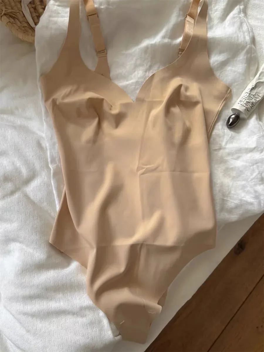 Sem costura shapewear bodysuit mulher sólida ultra-fino u-back bodysuit feminino alta elasticidade magro camisola de uma peça roupa interior novo — image 7