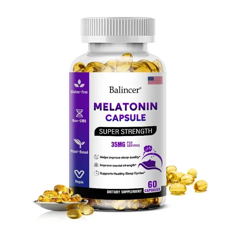 Enthält 35 mg Melatonin-Kapseln – Verbessert Schlaflosigkeit, fördert Schlafqualität und Wachsamkeit und hilft beim tiefen Schlaf. 120 Kapseln — image 9