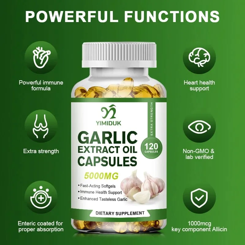 Capsules d'extrait d'huile d'ail biologique, améliore l'immunité, améliore la fonction cardiovasculaire, augmente le niveau de glutathion, détox cellulaire — image 4