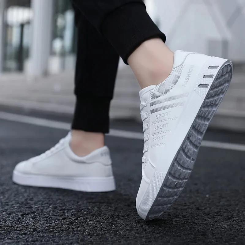 Low-Top-Skateboard-Sneaker für Herren – atmungsaktives Synthetik-Obermaterial, strapazierfähige PVC-Sohle, rundes Zehendesign, geeignet für Freizeit- und formelle Kleidung, Skateboard-Schuhe, Freizeitschuhe, stilvolles Schnür-Design, ausgestattet mit bequemen Stoff-Einlegesohlen. — image 5