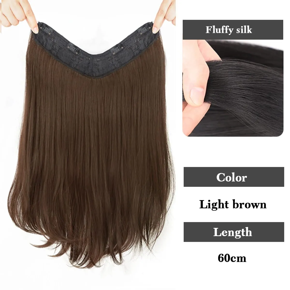 Synthetic V-shaped hair extensions wigs clips that naturally connect to women's hair heat-resistant wigs used for daily wear — image 9