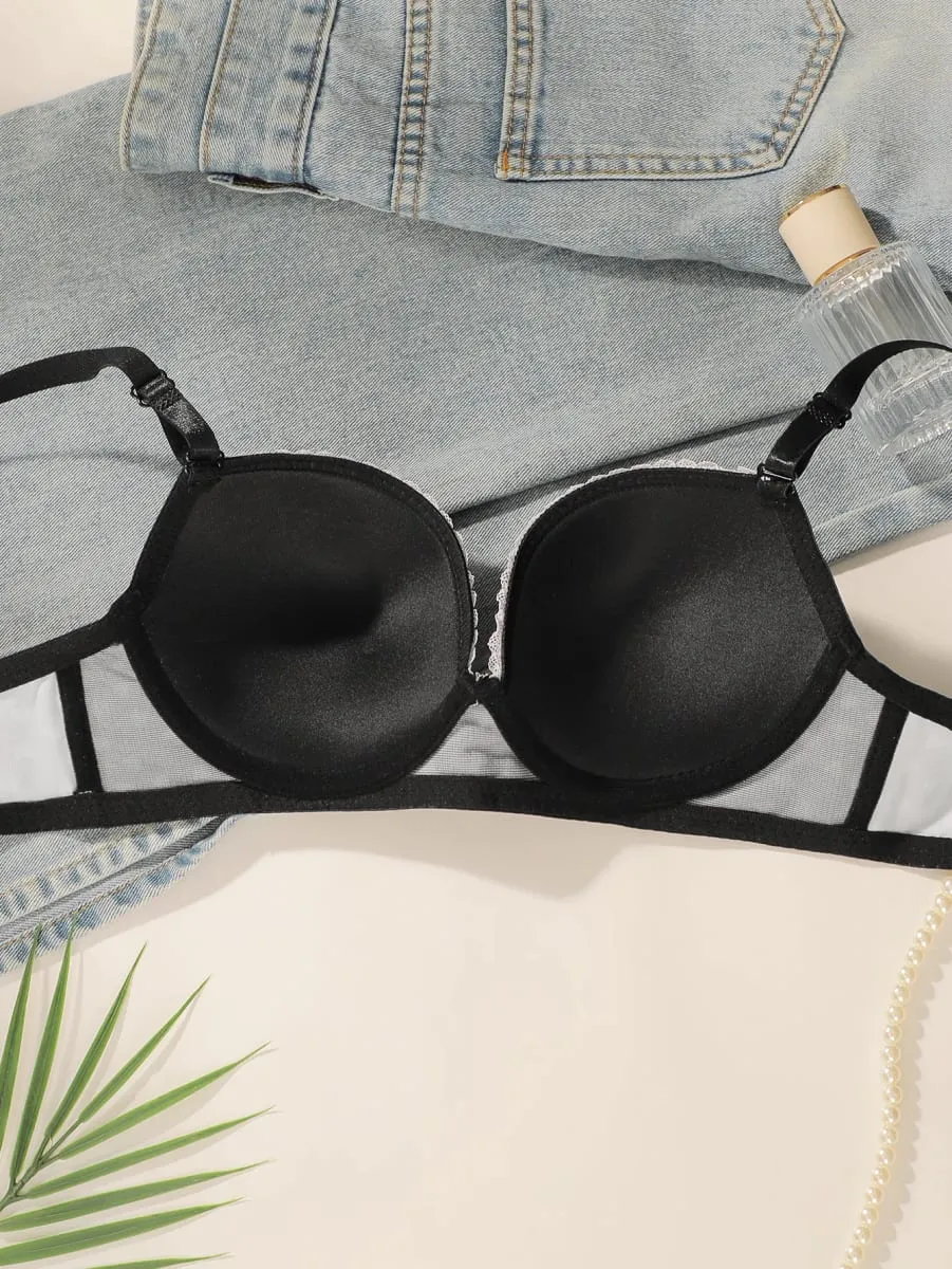 Hot selling 2 sexy printed pattern bras na may mga nakalap na push up adjustable shoulder strap underwear set A3122 — image 4
